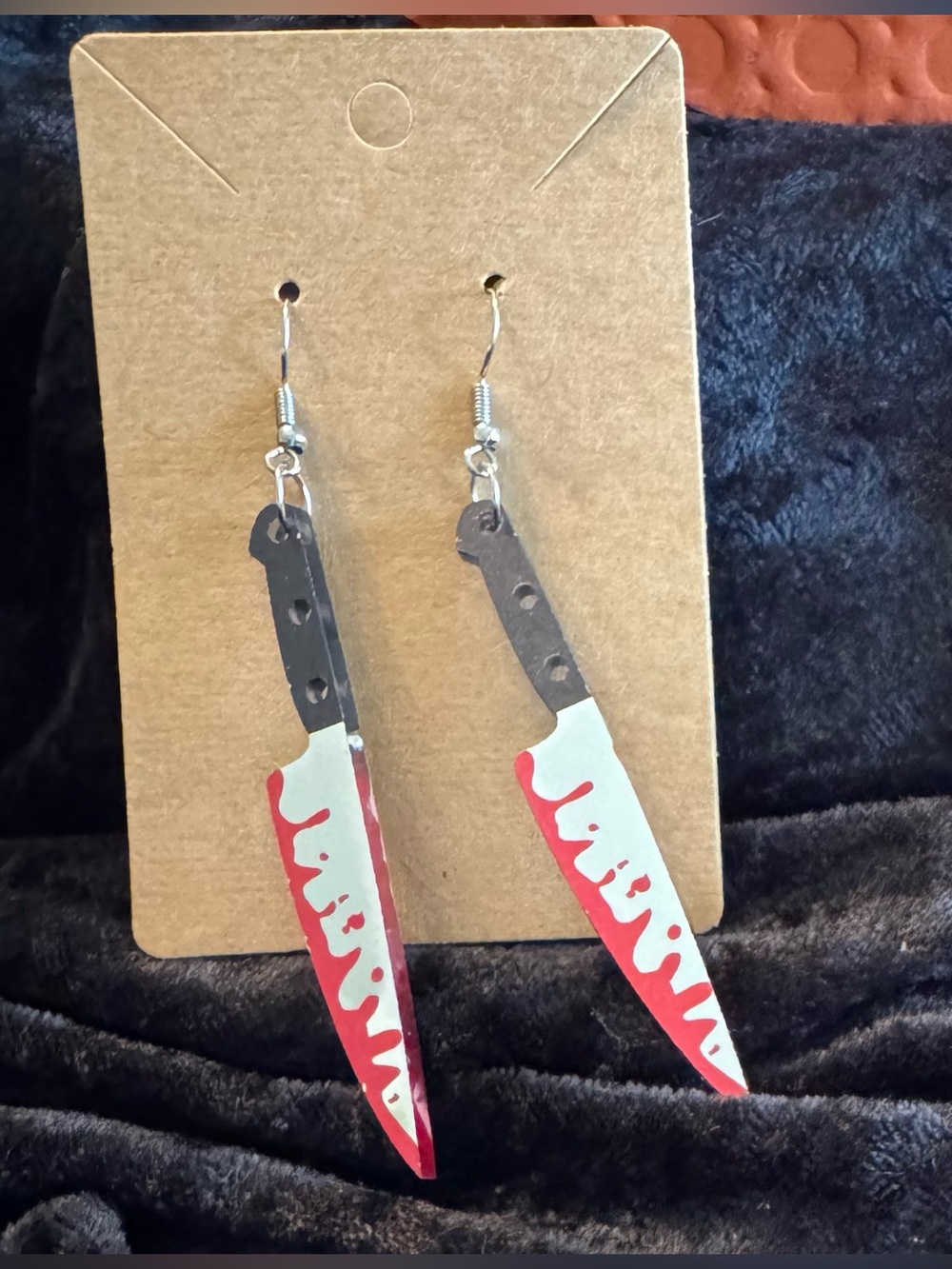 Novelty Red and silver Knife Dangle Earrings - Women Jewelry